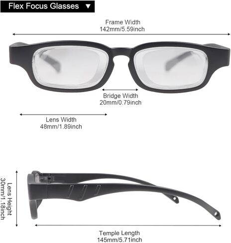 Adjustable Glasses Dial Vision Flex Focus Eyeglasses Blue Light Blocking Zoom Glasses For Reading, Black in Kuwait