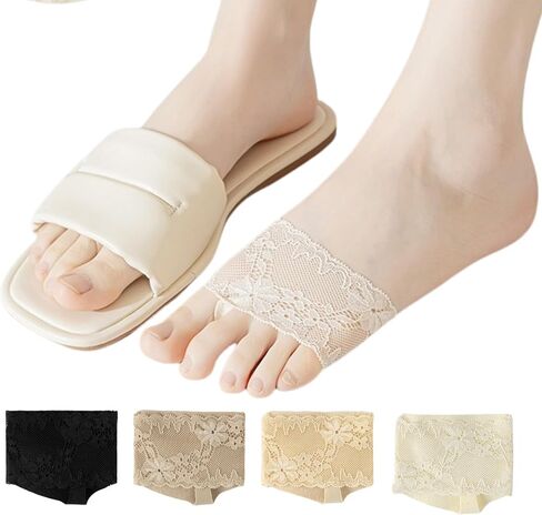 4 أزواج من الجوارب النسائية ذات المقدمة المفتوحة من الدانتيل، جوارب علوية مبطنة للكعب، صنادل البغل، تسد 5-9 in Kuwait