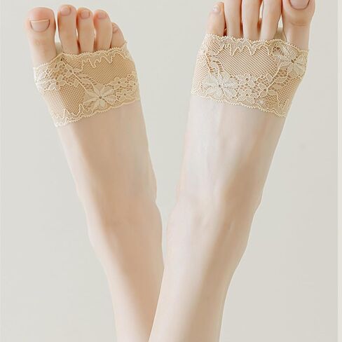 4 أزواج من الجوارب النسائية ذات المقدمة المفتوحة من الدانتيل، جوارب علوية مبطنة للكعب، صنادل البغل، تسد 5-9 in Kuwait