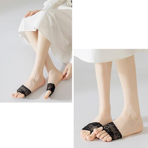 4 أزواج من الجوارب النسائية ذات المقدمة المفتوحة من الدانتيل، جوارب علوية مبطنة للكعب، صنادل البغل، تسد 5-9 in Kuwait