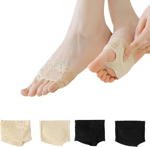 4 أزواج من الجوارب النسائية ذات المقدمة المفتوحة من الدانتيل، جوارب علوية مبطنة للكعب، صنادل البغل، تسد 5-9 in Kuwait