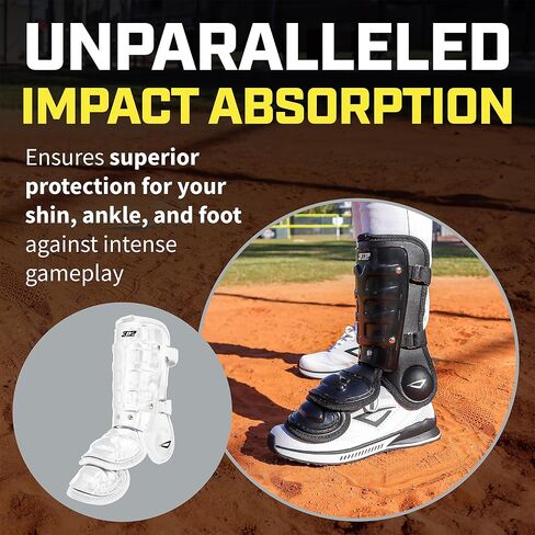 3N2 Batters Pro Clutch Leg Guard for Baseball or Fastpitch Softball, Fully Adjustable Shin, Ankle and Foot Protection, Quick-Release Buckles - Left Leg - White in Kuwait