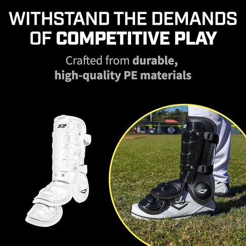 3N2 Batters Pro Clutch Leg Guard for Baseball or Fastpitch Softball, Fully Adjustable Shin, Ankle and Foot Protection, Quick-Release Buckles - Left Leg - White in Kuwait