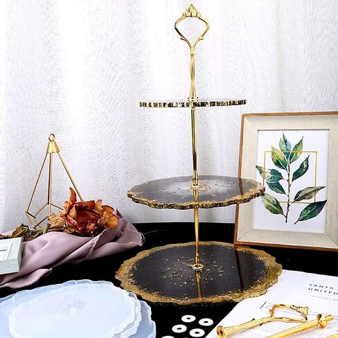 Silicone Resin Tray Molds, 4Pcs Large Resin Tray Molds 3 Tier Cupcake Stand Molds for Resin, Epoxy Resin Silicone Casting Mold with Handles Fittings for Serving Stand Making in Kuwait