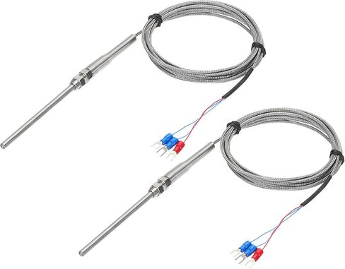 MECCANIXITY 2 قطعة PT100 RTD الحرارية الفولاذ المقاوم للصدأ M8 مسبار استشعار درجة الحرارة-50 إلى 1300C 10ft 5x100mm in Kuwait