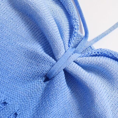Women's Halter Crop Top Tie Backless Summer Sleeveless Knit Rib Cami Cropped Tank Top in Saudi Arabia