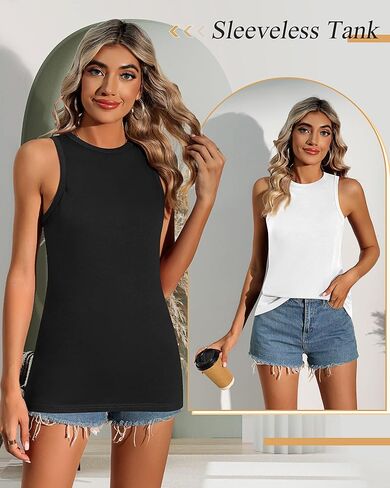 3 Pack Women's Tank Tops Crewneck Sleeveless Casual Racerback Shirts Summer Fit Basic Loose Tunic 2024 Trendy Tops in Saudi Arabia
