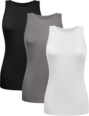 3 Pack Women's Tank Tops Crewneck Sleeveless Casual Racerback Shirts Summer Fit Basic Loose Tunic 2024 Trendy Tops in Saudi Arabia