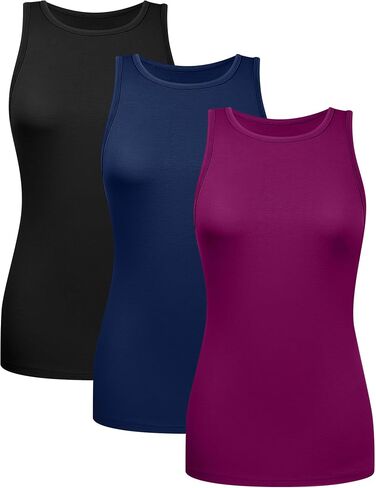 3 Pack Women's Tank Tops Crewneck Sleeveless Casual Racerback Shirts Summer Fit Basic Loose Tunic 2024 Trendy Tops in Saudi Arabia