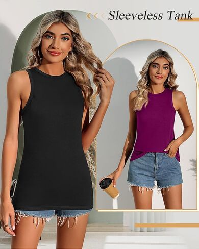 3 Pack Women's Tank Tops Crewneck Sleeveless Casual Racerback Shirts Summer Fit Basic Loose Tunic 2024 Trendy Tops in Saudi Arabia