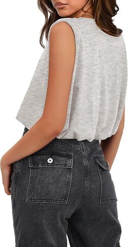 Darong Women Summer Crop Tank Top Basic Crew Neck Sleeveless Loose Fit Cropped Tee Shirts 2024 Fashion in Saudi Arabia
