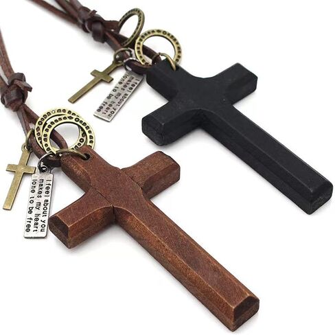 Vintage Cross Rear View Mirror Accessories, Large Size Wooden Cross Pendant Safe for Windshields, Car Hanging Ornament, Car Mirror Hanging Accessories, Cute Car Decor Rearview Mirror Charm in Saudi Arabia