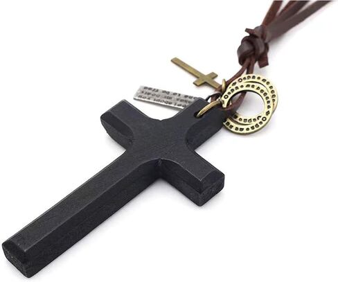 Vintage Cross Rear View Mirror Accessories, Large Size Wooden Cross Pendant Safe for Windshields, Car Hanging Ornament, Car Mirror Hanging Accessories, Cute Car Decor Rearview Mirror Charm in Saudi Arabia