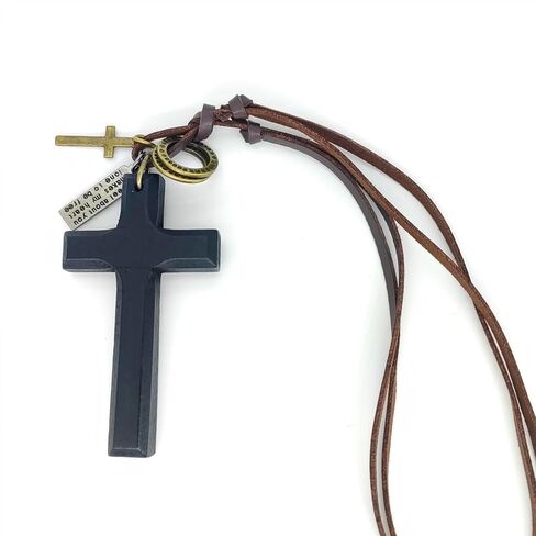 Vintage Cross Rear View Mirror Accessories, Large Size Wooden Cross Pendant Safe for Windshields, Car Hanging Ornament, Car Mirror Hanging Accessories, Cute Car Decor Rearview Mirror Charm in Saudi Arabia