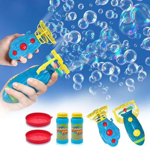 Bubble Gun for Kids - Bubble Machine Gun in Submarine&Rocket Shaped with 2 Bottles of Bubble Solution, Automatic Bubble Gun for Toddlers, Toy Gift for Boys and Girls(2 Pcs) in Kuwait