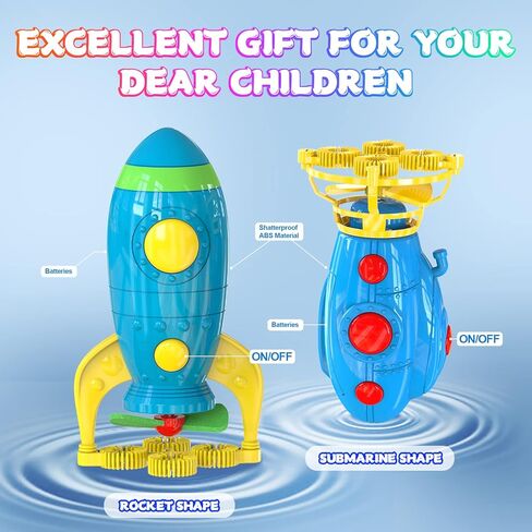 Bubble Gun for Kids - Bubble Machine Gun in Submarine&Rocket Shaped with 2 Bottles of Bubble Solution, Automatic Bubble Gun for Toddlers, Toy Gift for Boys and Girls(2 Pcs) in Kuwait