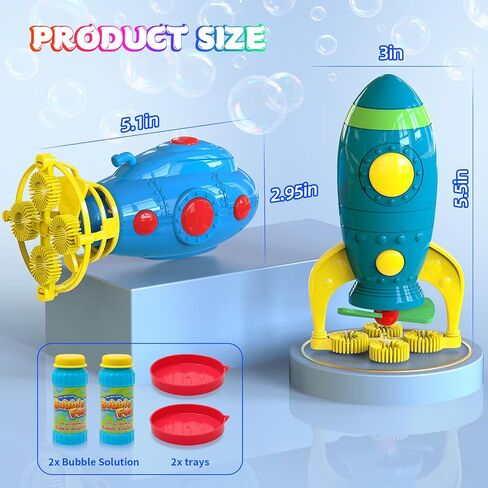 Bubble Gun for Kids - Bubble Machine Gun in Submarine&Rocket Shaped with 2 Bottles of Bubble Solution, Automatic Bubble Gun for Toddlers, Toy Gift for Boys and Girls(2 Pcs) in Kuwait