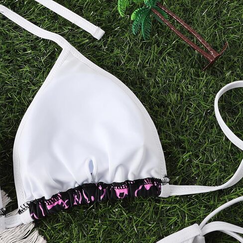 Women's Small Bra Triangle Thong Sexy Bikini Cute Printed Two-Piece Halter Neck Swimsuit Suit in Saudi Arabia