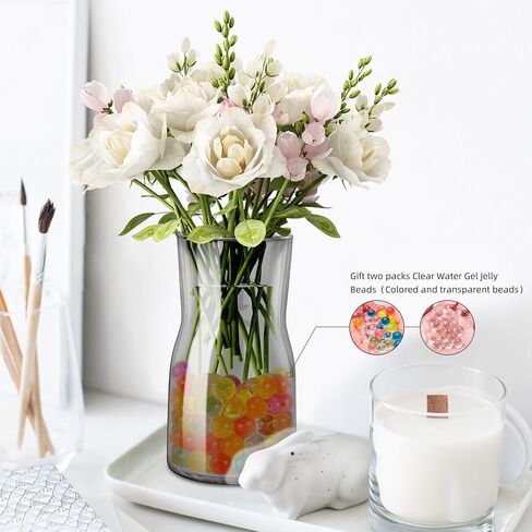 Flower Vase for Decor-Clear Glass Vases for Flowers，Dried Flower Centerpieces, Home Decor Living Room Kitchen Office Wedding Party, Hotel (Amber) in Saudi Arabia