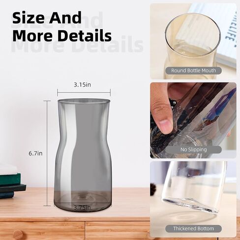 Flower Vase for Decor-Clear Glass Vases for Flowers，Dried Flower Centerpieces, Home Decor Living Room Kitchen Office Wedding Party, Hotel (Amber) in Saudi Arabia