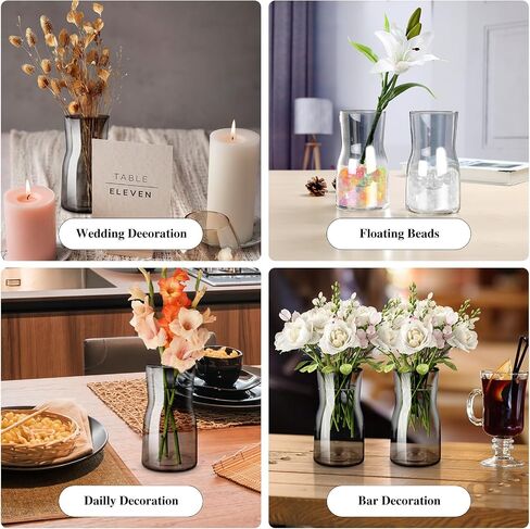 Flower Vase for Decor-Clear Glass Vases for Flowers，Dried Flower Centerpieces, Home Decor Living Room Kitchen Office Wedding Party, Hotel (Amber) in Saudi Arabia