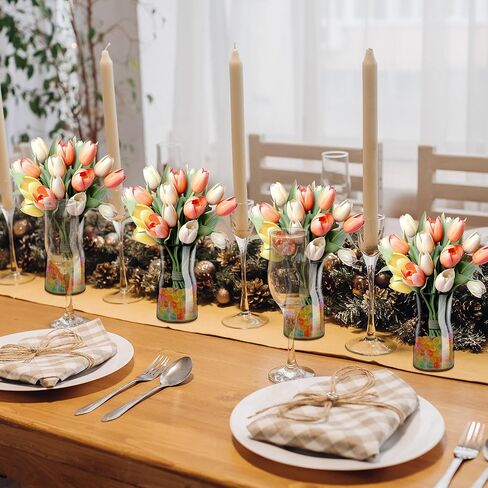 Flower Vase for Decor-Clear Glass Vases for Flowers，Dried Flower Centerpieces, Home Decor Living Room Kitchen Office Wedding Party, Hotel (Amber) in Saudi Arabia