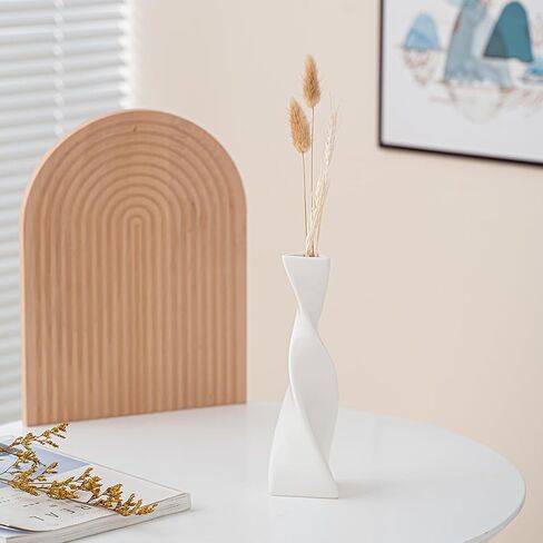 Skinny Geometric Ceramic Flower Vase Twisted, Unique Slender Bud Vases for Flowers, Decorative Vases for Home Decor, Kitchen, Shelf Decor, Centerpiece Table Decorations (Black Twisted) in Saudi Arabia