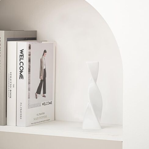 Skinny Geometric Ceramic Flower Vase Twisted, Unique Slender Bud Vases for Flowers, Decorative Vases for Home Decor, Kitchen, Shelf Decor, Centerpiece Table Decorations (Black Twisted) in Saudi Arabia