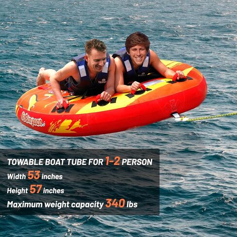 1-3 Person Heavy-Duty Inflatable Towable Tube/Boat Tube/Water Tube for Boating and Water Sports,Double-Stitched Full Nylon Cover,EVA Grab Handles and Speed Safety Valve in Saudi Arabia