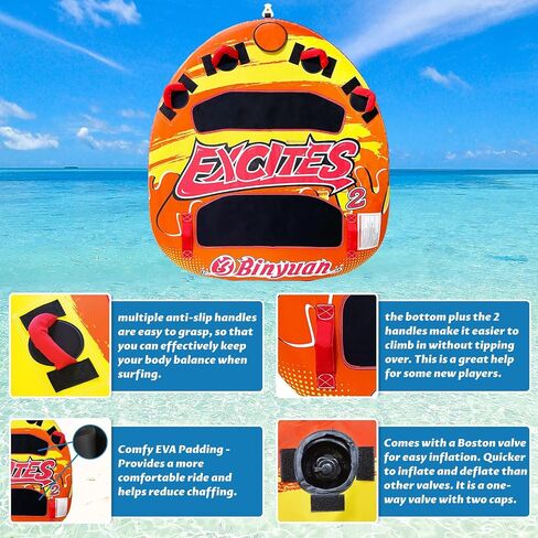 1-3 Person Heavy-Duty Inflatable Towable Tube/Boat Tube/Water Tube for Boating and Water Sports,Double-Stitched Full Nylon Cover,EVA Grab Handles and Speed Safety Valve in Saudi Arabia