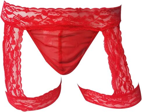 Men Pouch Underwear Boxer Briefs Sexy Lingerie for Men Sissy Panties Hipster Exotic Lace Bikini T-back Garter String in Saudi Arabia