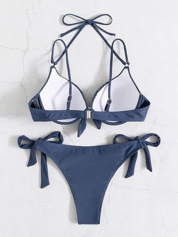 MakeMeChic Women's Two Piece Halter Bathing Suit Push Up High Cut Swimsuit Bikini Sets in Saudi Arabia