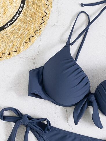 MakeMeChic Women's Two Piece Halter Bathing Suit Push Up High Cut Swimsuit Bikini Sets in Saudi Arabia