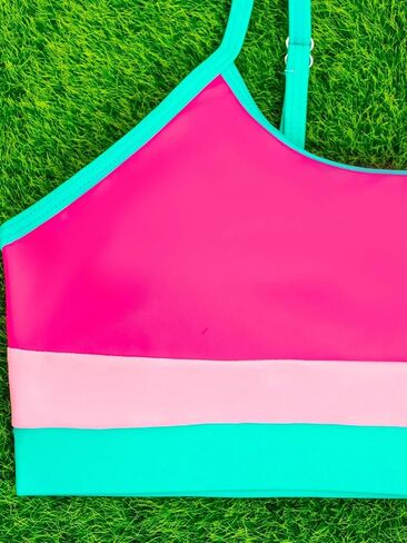 OYOANGLE Women's 2 Piece Bikini Sets Colorblock Sleeveless Scoop Neck Wireless Mid Rise Swimsuits in Saudi Arabia