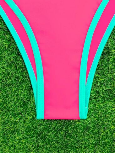 OYOANGLE Women's 2 Piece Bikini Sets Colorblock Sleeveless Scoop Neck Wireless Mid Rise Swimsuits in Saudi Arabia
