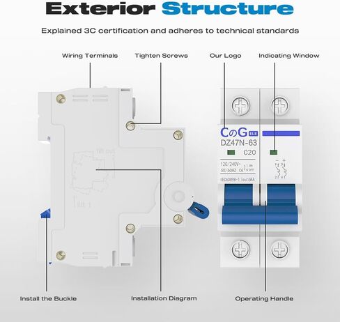 AC Miniature Circuit Breaker, CGELE 20 Amp 2 Pole 120/240V Solar AC Disconnect Switch Thermal Magnetic Trip Din Rail Mount in Saudi Arabia