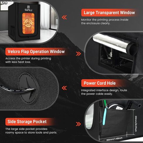 حاوية طابعة SUNLU ثلاثية الأبعاد، درجة حرارة طباعة ثابتة ثلاثية الأبعاد لخيوط طابعة ABS ثلاثية الأبعاد، غطاء طابعة Ender 3/3 PRO ثلاثي الأبعاد، يوفر مساحة كبيرة، مقاوم للحريق، سهل التركيب، مقاس 21.6 بوصة × 25.6 بوصة × 29.5 بوصة in Kuwait