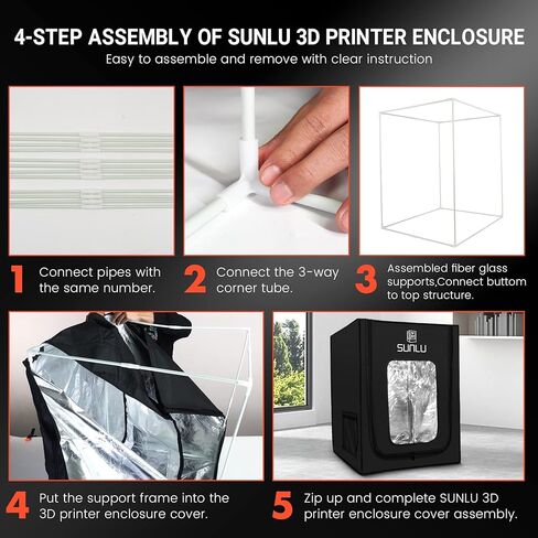 حاوية طابعة SUNLU ثلاثية الأبعاد، درجة حرارة طباعة ثابتة ثلاثية الأبعاد لخيوط طابعة ABS ثلاثية الأبعاد، غطاء طابعة Ender 3/3 PRO ثلاثي الأبعاد، يوفر مساحة كبيرة، مقاوم للحريق، سهل التركيب، مقاس 21.6 بوصة × 25.6 بوصة × 29.5 بوصة in Kuwait