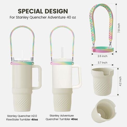 11PCS for Stanley Cup Accessories, 2 Silicone Boot for Stanley 40oz Tumble, 6 Silicone Spill Proof Stopper, 2 Straw Cover Cap for 9-10mm Straws, 1 Water Bottle Handle, Tumbler Accessories in Saudi Arabia