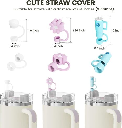 11PCS for Stanley Cup Accessories, 2 Silicone Boot for Stanley 40oz Tumble, 6 Silicone Spill Proof Stopper, 2 Straw Cover Cap for 9-10mm Straws, 1 Water Bottle Handle, Tumbler Accessories in Saudi Arabia