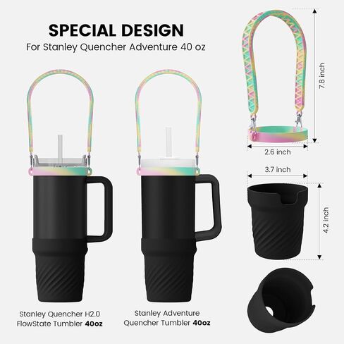 11PCS for Stanley Cup Accessories, 2 Silicone Boot for Stanley 40oz Tumble, 6 Silicone Spill Proof Stopper, 2 Straw Cover Cap for 9-10mm Straws, 1 Water Bottle Handle, Tumbler Accessories in Saudi Arabia