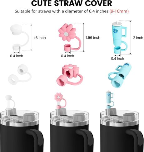 11PCS for Stanley Cup Accessories, 2 Silicone Boot for Stanley 40oz Tumble, 6 Silicone Spill Proof Stopper, 2 Straw Cover Cap for 9-10mm Straws, 1 Water Bottle Handle, Tumbler Accessories in Saudi Arabia