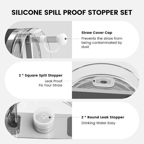 11PCS for Stanley Cup Accessories, 2 Silicone Boot for Stanley 40oz Tumble, 6 Silicone Spill Proof Stopper, 2 Straw Cover Cap for 9-10mm Straws, 1 Water Bottle Handle, Tumbler Accessories in Saudi Arabia
