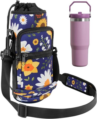 Desing Wish Water Bottle Holder with Strap 24 32 40 oz Crossbody Water Bottle Carrier Bag Neoprene Insulated Water Bottle Sling Pouch for Walking Hiking Travelling Camping in Saudi Arabia