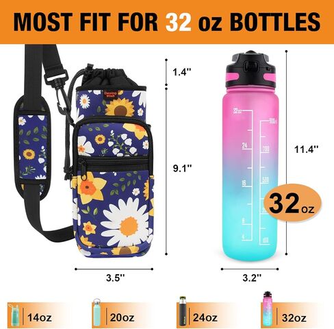 Desing Wish Water Bottle Holder with Strap 24 32 40 oz Crossbody Water Bottle Carrier Bag Neoprene Insulated Water Bottle Sling Pouch for Walking Hiking Travelling Camping in Saudi Arabia