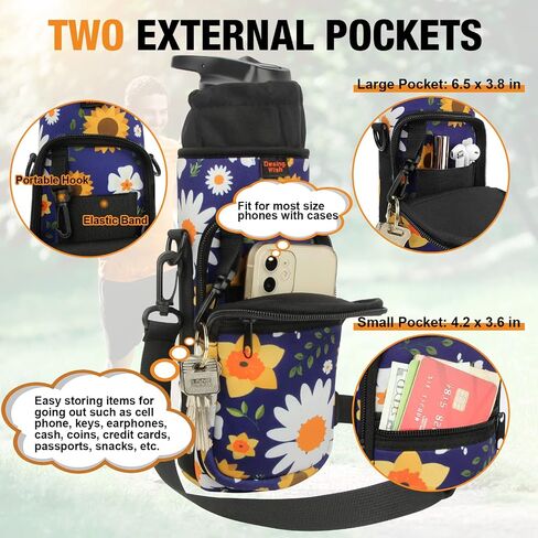 Desing Wish Water Bottle Holder with Strap 24 32 40 oz Crossbody Water Bottle Carrier Bag Neoprene Insulated Water Bottle Sling Pouch for Walking Hiking Travelling Camping in Saudi Arabia