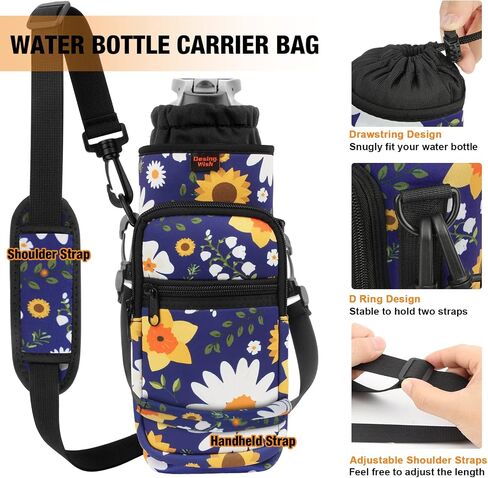 Desing Wish Water Bottle Holder with Strap 24 32 40 oz Crossbody Water Bottle Carrier Bag Neoprene Insulated Water Bottle Sling Pouch for Walking Hiking Travelling Camping in Saudi Arabia