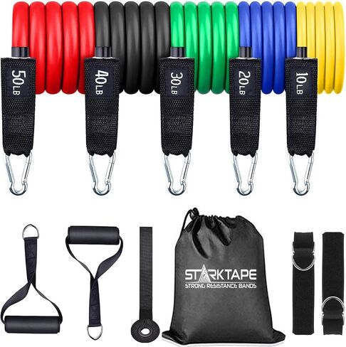 عصابات المقاومة Starktape. شريط من اللاتكس الطبيعي الماليزي بنسبة 100%. مثالي للعلاج الطبيعي، والتمارين المنزلية، واليوجا، والبيلاتس، وصالة الألعاب الرياضية، وتدريبات إعادة التأهيل. لا رائحة ولا مسحوق in Kuwait