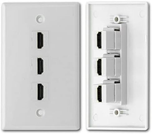 Halokny HDMI Wall Plate 1 Port, HDMI Keystone Female to Female Coupler Jack Face Plate Socket Insert Jack Outlet Panel Mount for Projector & Home Theater -White (1 Port HDMI) in Kuwait