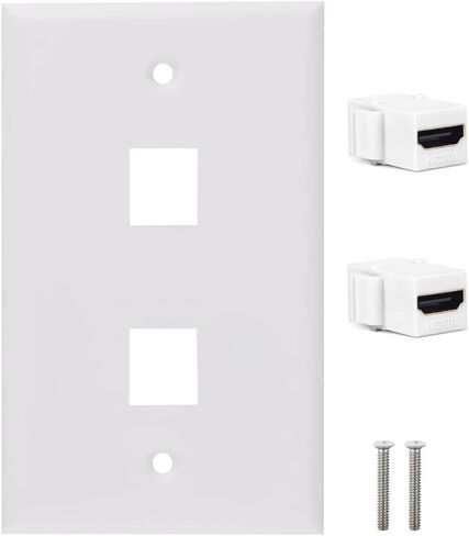 Halokny HDMI Wall Plate 1 Port, HDMI Keystone Female to Female Coupler Jack Face Plate Socket Insert Jack Outlet Panel Mount for Projector & Home Theater -White (1 Port HDMI) in Saudi Arabia